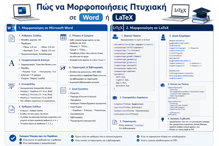 Πώς να Μορφοποιήσεις Πτυχιακή σε Word ή LaTeX
