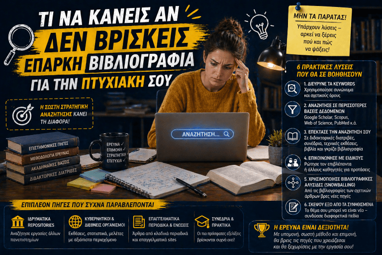 Τι να Κάνεις αν Δεν Βρίσκεις Επαρκή Βιβλιογραφία για την Πτυχιακή
